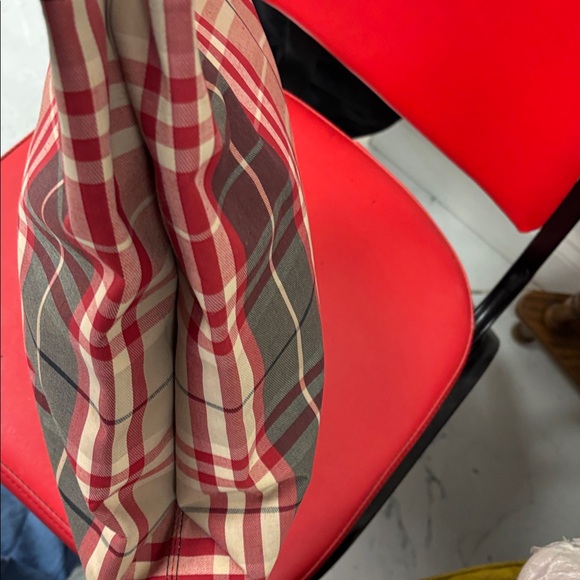 Burberry Red and Tan Checkered Tote - Picture 4 of 16